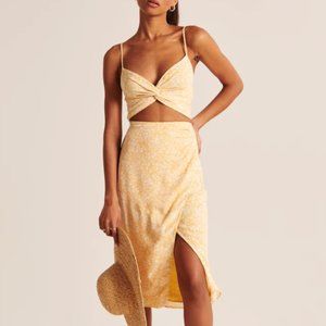 Abercrombie and Fitch Matching Set -Knot Front Cami Crop Top & Ruched Midi Skirt